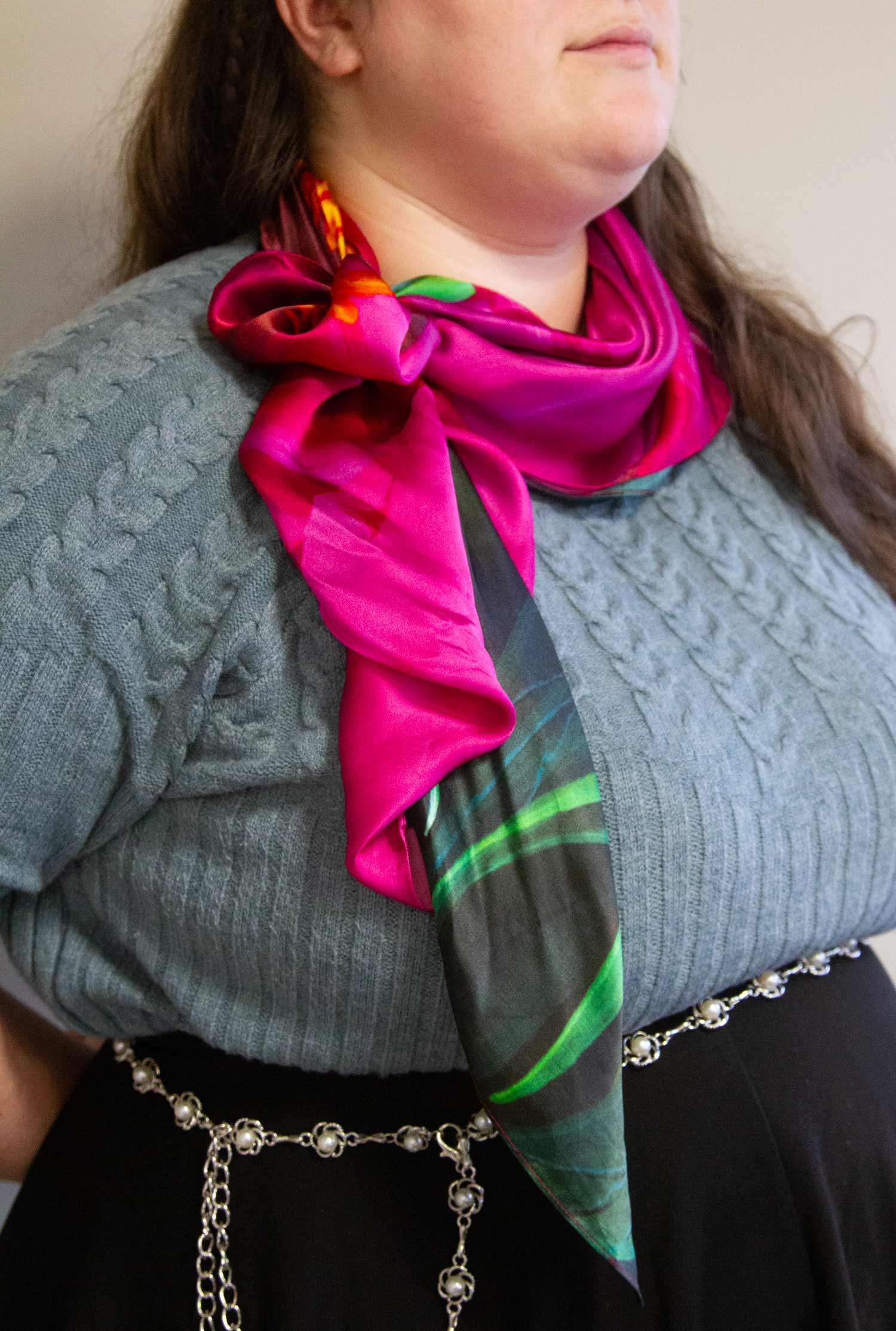 Spring Peony Silk Scarf - Image 4