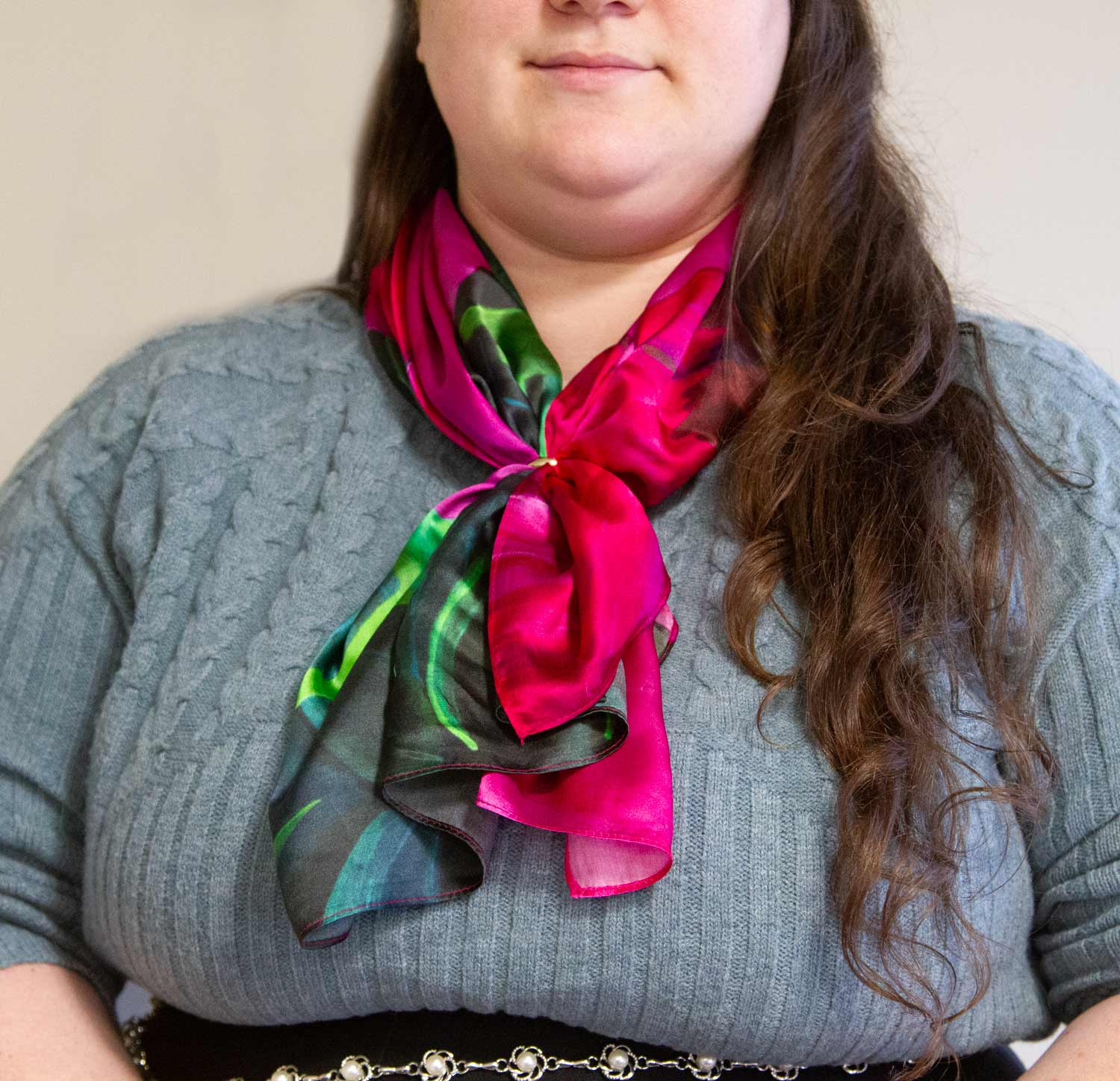 Spring Peony Silk Scarf - Image 3