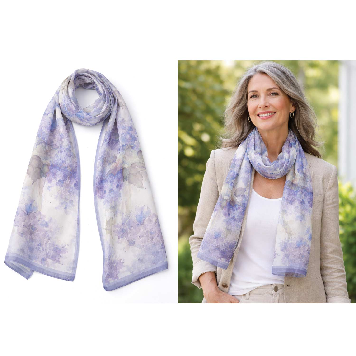 Hydrangea Haze Silk Scarf - Image 3